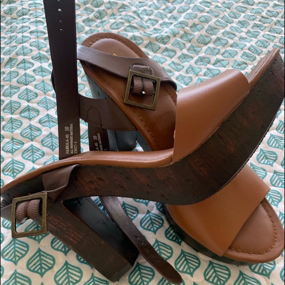 Brown platform sandals
